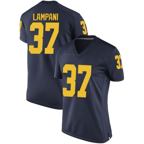 Jonathan Lampani Michigan Wolverines Women's NCAA #37 Navy Replica Brand Jordan College Stitched Football Jersey COB1254DR
